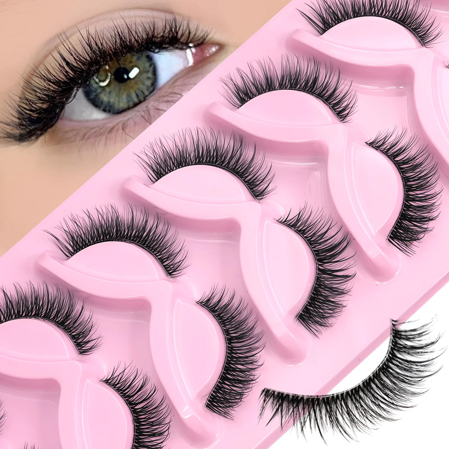 Velrenney olho de gato cílios postiços natural voume cílios falsos falso vison cílios claros faixa cílios falsos maquiagem