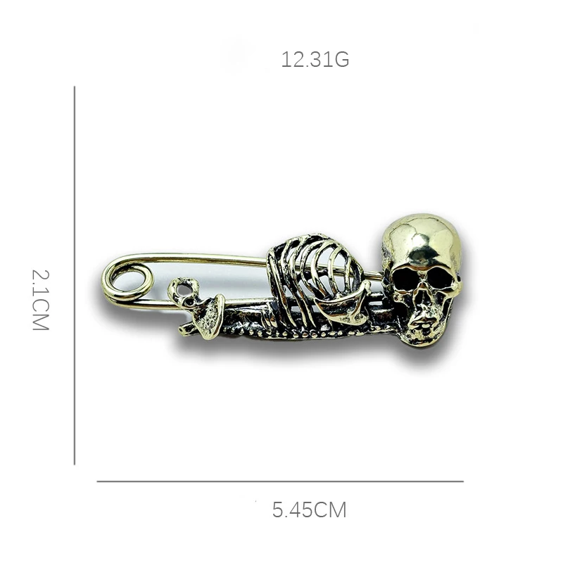Halloween Schädel Cosplay Pins Gekreuzte Knochen Künstliche Edelstein Skelett Flügel 3D Kostüm Hut Pins Party Punk Gothic Metall Broschen – Detail 5