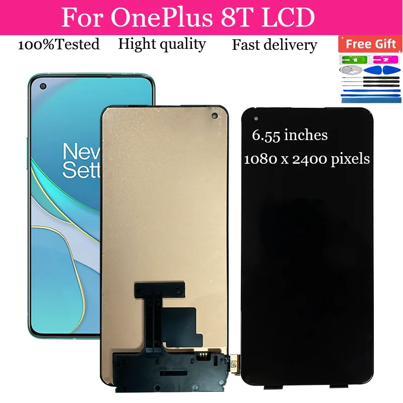 6.55'' AMOLED For OnePlus 8T 1+8T LCD Display Touch Screen Digitizer Assembly For OnePlus 8T KB2001 KB2000 KB2003 LCD