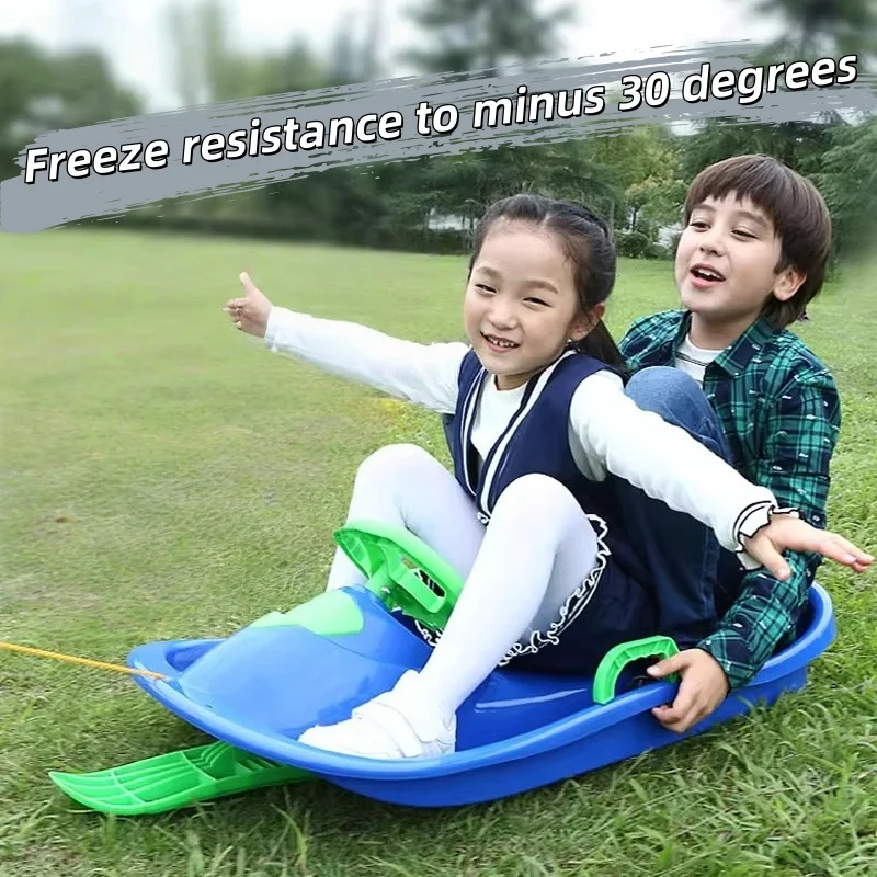Thickened snowboard snowboard sled steering wheel grass skis sand skis children and adults with brakes Skiing machine