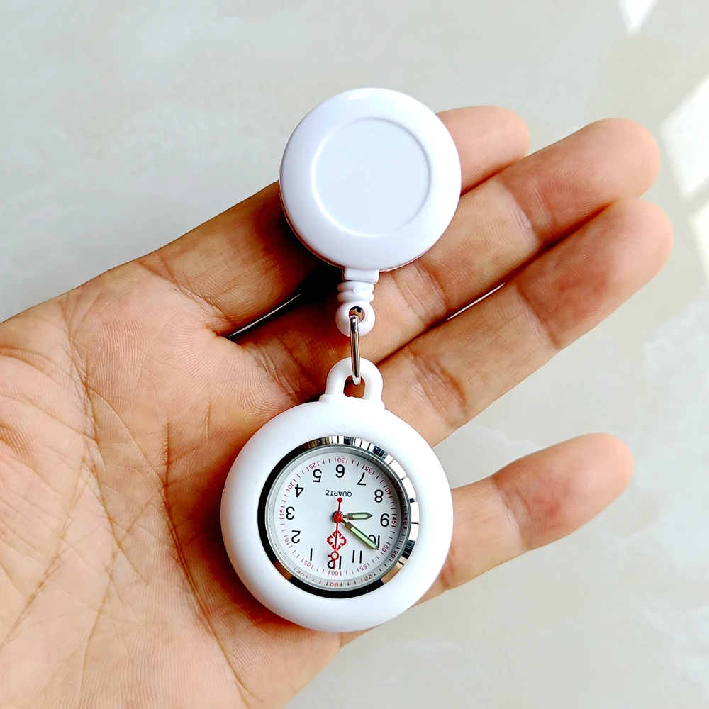 

Выдвижные простые часы-брелок для медсестер и врачей, с клипсой, разноцветные, на шнурке, для ношения на платье/одежде