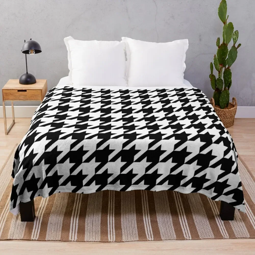 Black and White Houndstooth Throw Blanket Multi-Purpose Bed linens Thermal Blankets