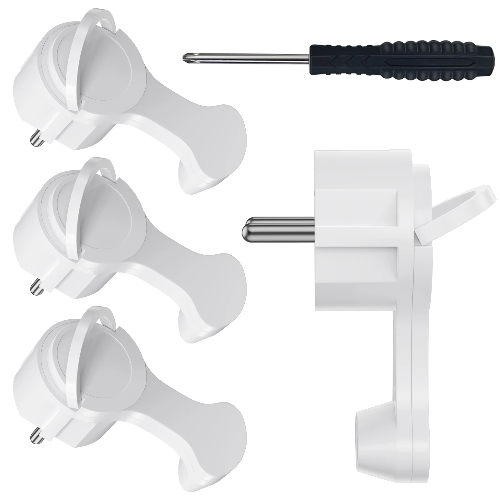 4 stuks EU platte stekkeradapters met inklapbare handgrepen voor vervangbare bedrading Schuko stopcontacten Franse Duitse standaard