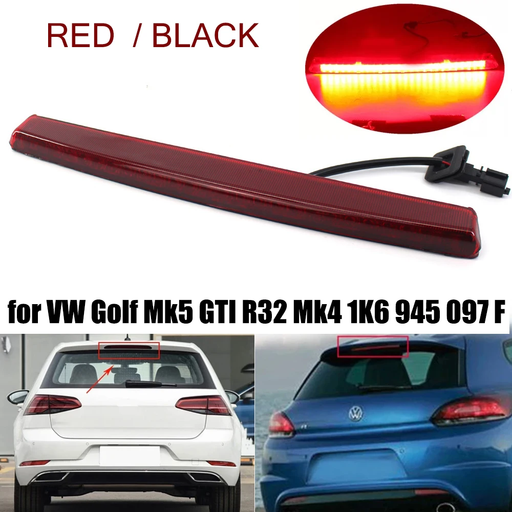 3rd luz de freio alta apto para vw golf 5 v gti r32 3rd luzes traseiras 1k8945087d preto vermelho 5k6945087c vw scirocco 2009-2016 lâmpada traseira