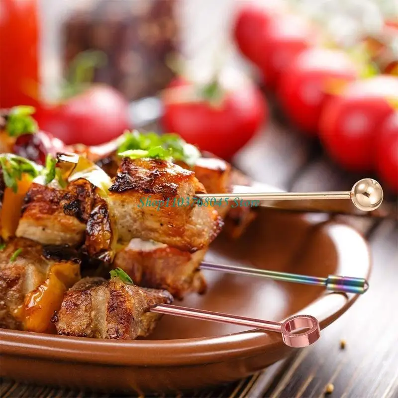 Palillos dientes R53F, palillos acero inoxidable para Martini, aceitunas para barbacoa, palitos para bebidas frutas