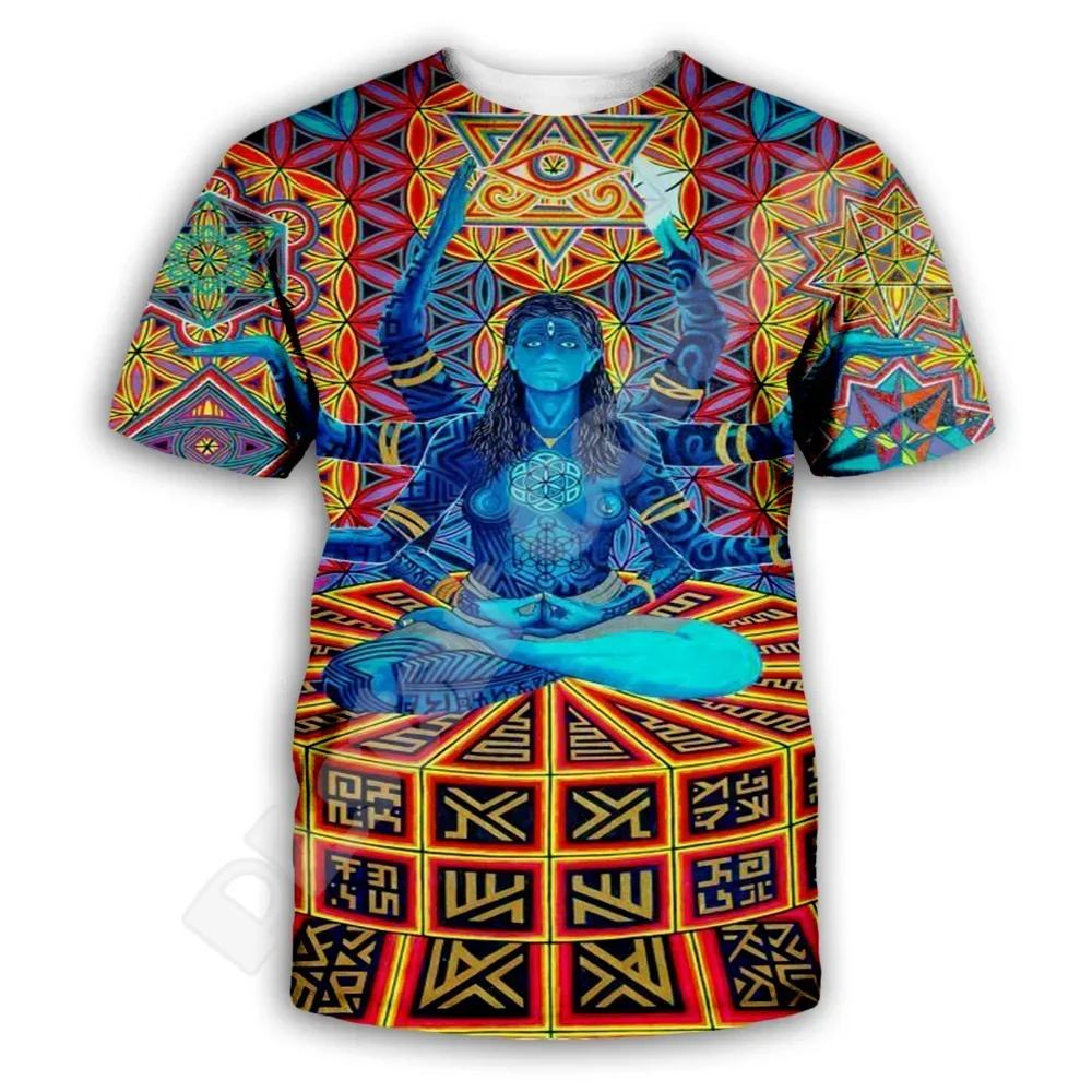 NewFashion Trippy Buddha Mandala Psychedelic Colorful Retro 3DPrint Summer Harajuku Casual Funny Tee T-Shirts Short Sleeves AK5