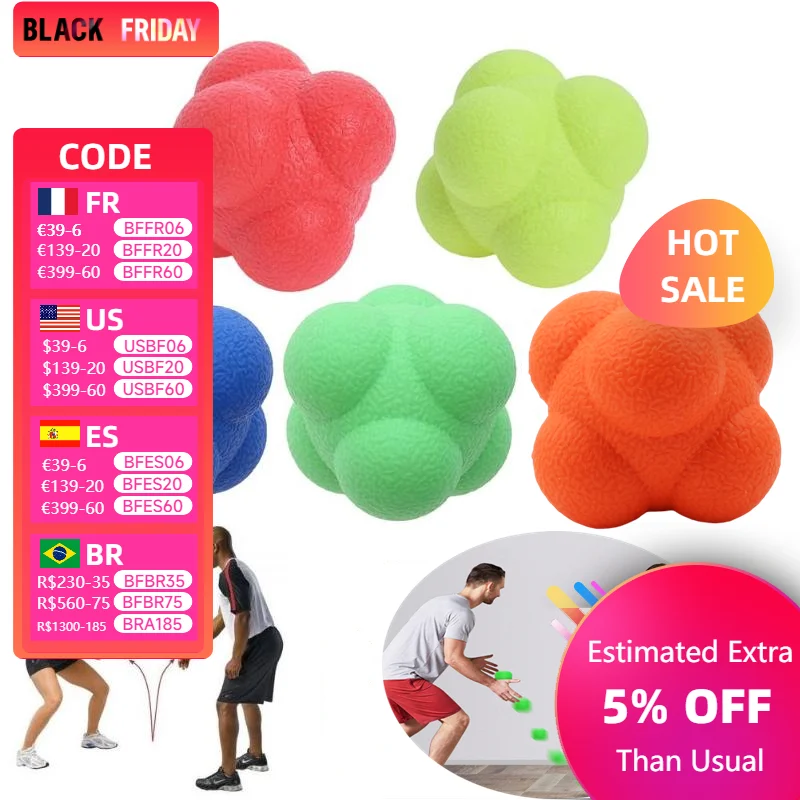 Bola de reacción Hexagonal para niños, juguete de entrenamiento de agilidad de velocidad, pelota de silicona para reflejo de coordinación, deportes, Fitness, Adul