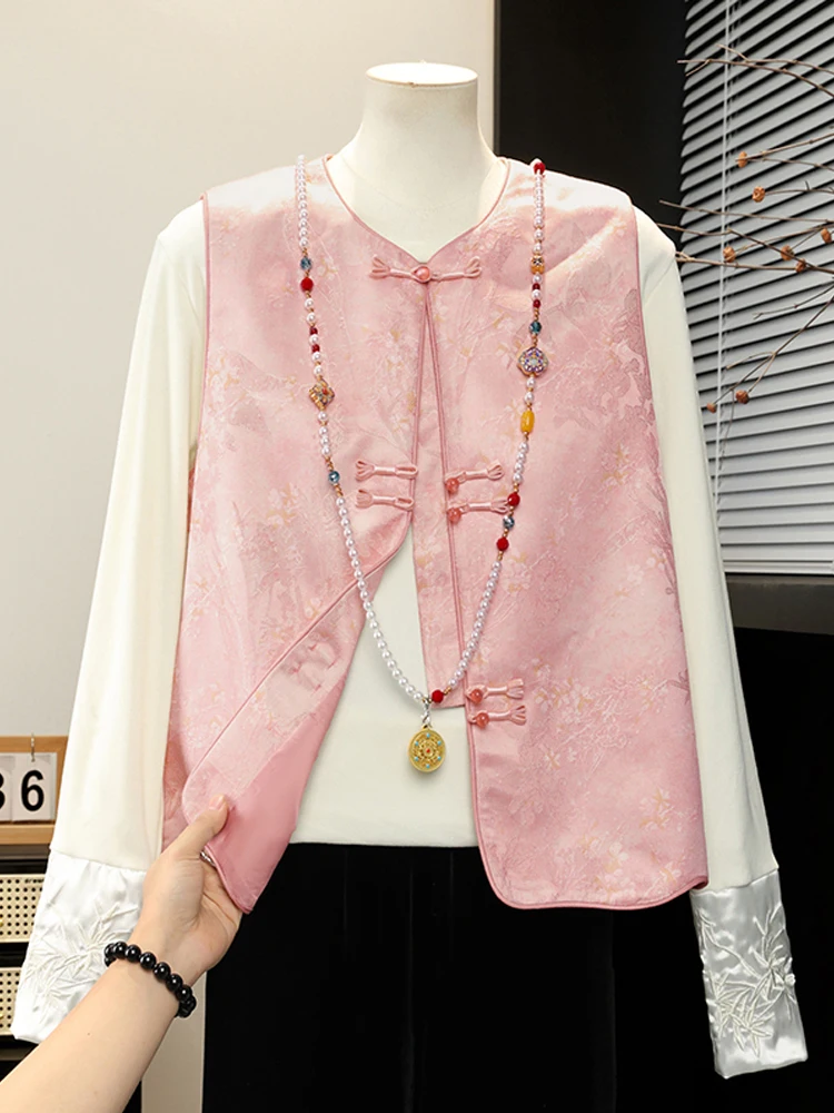 

New Chinese Sle Vest Spring Autumn Outerwear Faionable Mid-aged And ly Women's Clothing Mom's Spring Faion