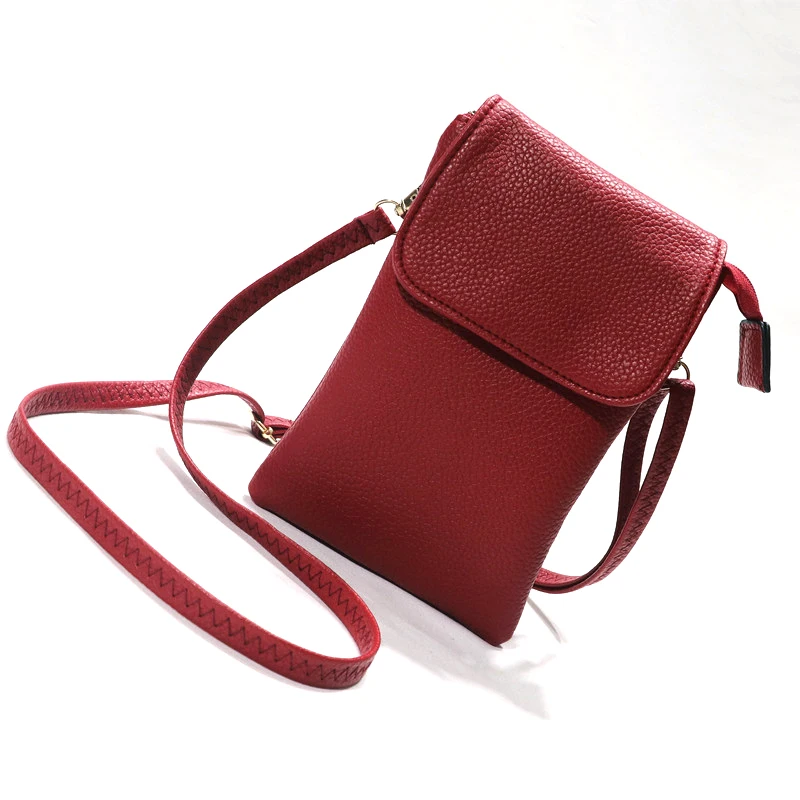 Women Leather Crossbody Phone Bag Small Shoulder Bag Double Zipper Wallet Multi Pocket Card Holder Mini Messenger Bag image 3