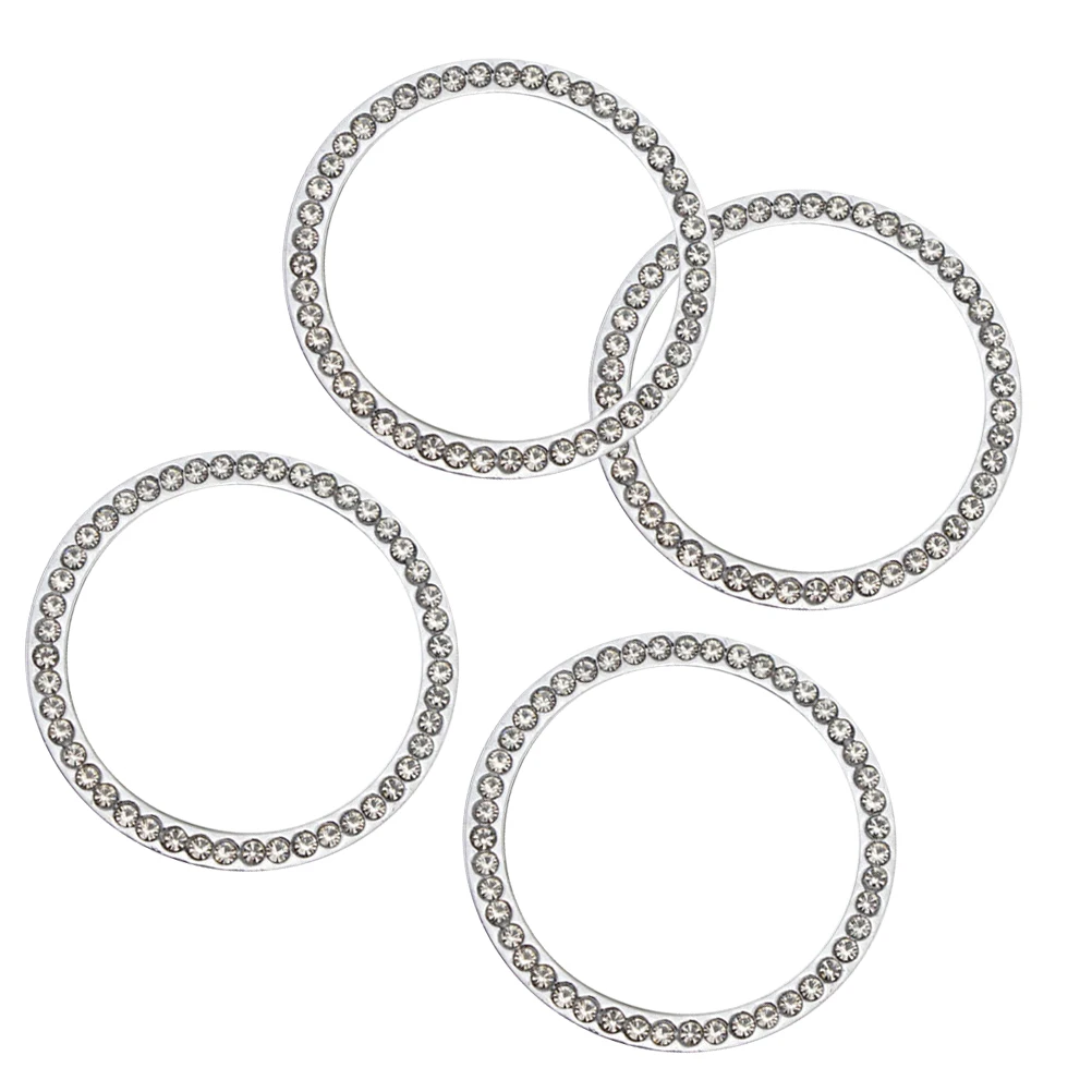 

4pcs Car Start Ring Decoration Sticker Rhinestone Tire Dust Cap ABS Plastic Auto Ignition Button Cap Waterproof Durable for Car