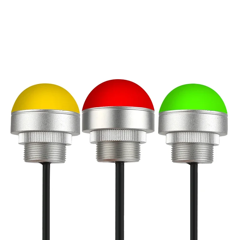 LED Mini Metal Tricolor Indicator 12V 24V 30mm/50mm/70mm IP67 Waterproof and Dustproof Alarm Indicator Always on/flashing