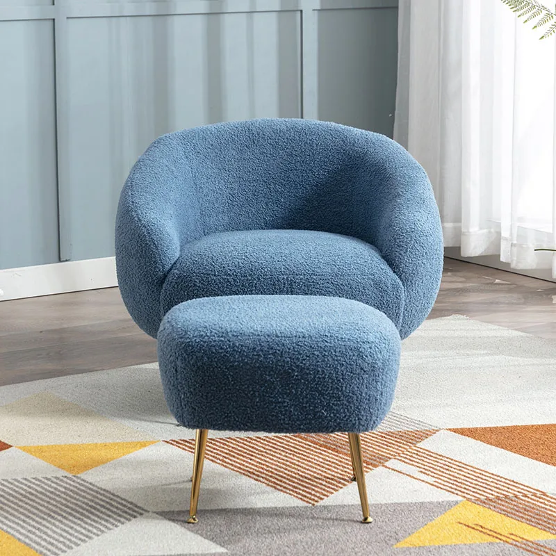 Orisfur. Modern Comfy Leisure Accent Chair, Teddy Short Plush Particle Velvet Armchair with Ottoman for Living Room 