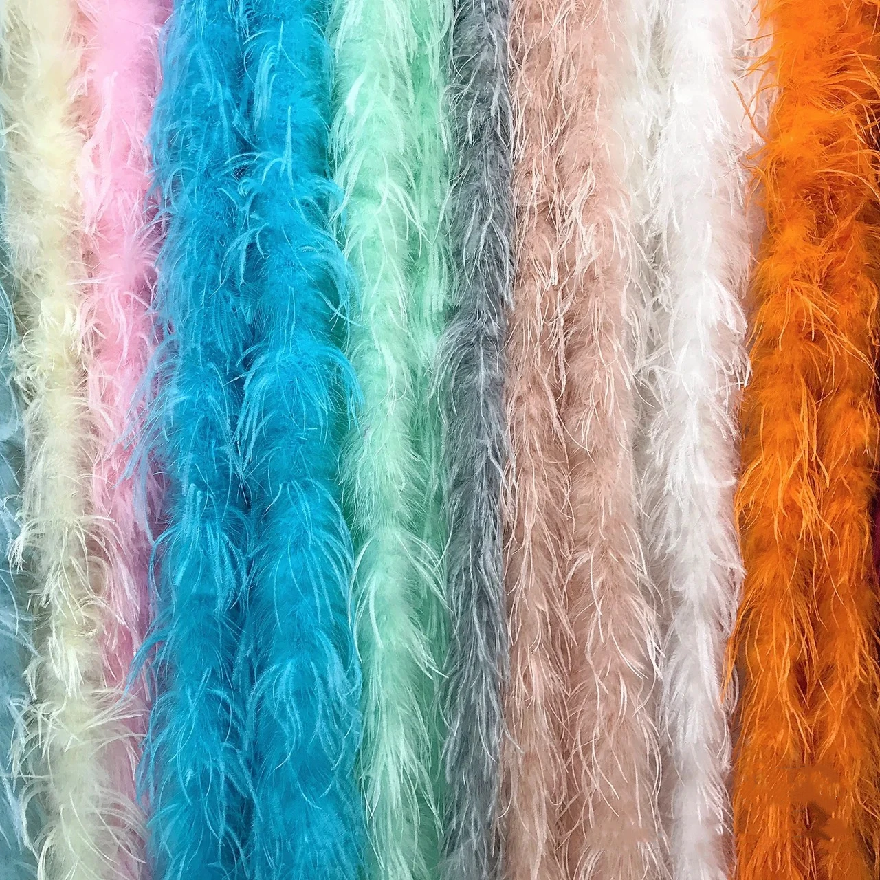 2 Meter Colorful Ostrich Feather Boa Trim Clothing Decorative Accessories Wedding Dress Sewing Decoration Plume Fringed selvedge