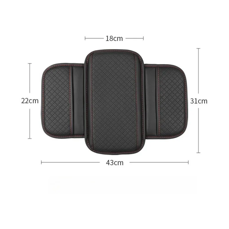 Car Armrest Cushion Universal Car Armrest Mats Wear-Resistant Pu Leather Auto Center Console Pad with 2 Side Storage Bag (Beige）
