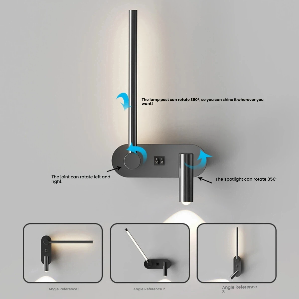 Modern Aluminum Rotatable  Iron LED Wall Lamp Warm Light Sconce Wall Figure for Living Rooms Kitchens Bedrooms Dining Room