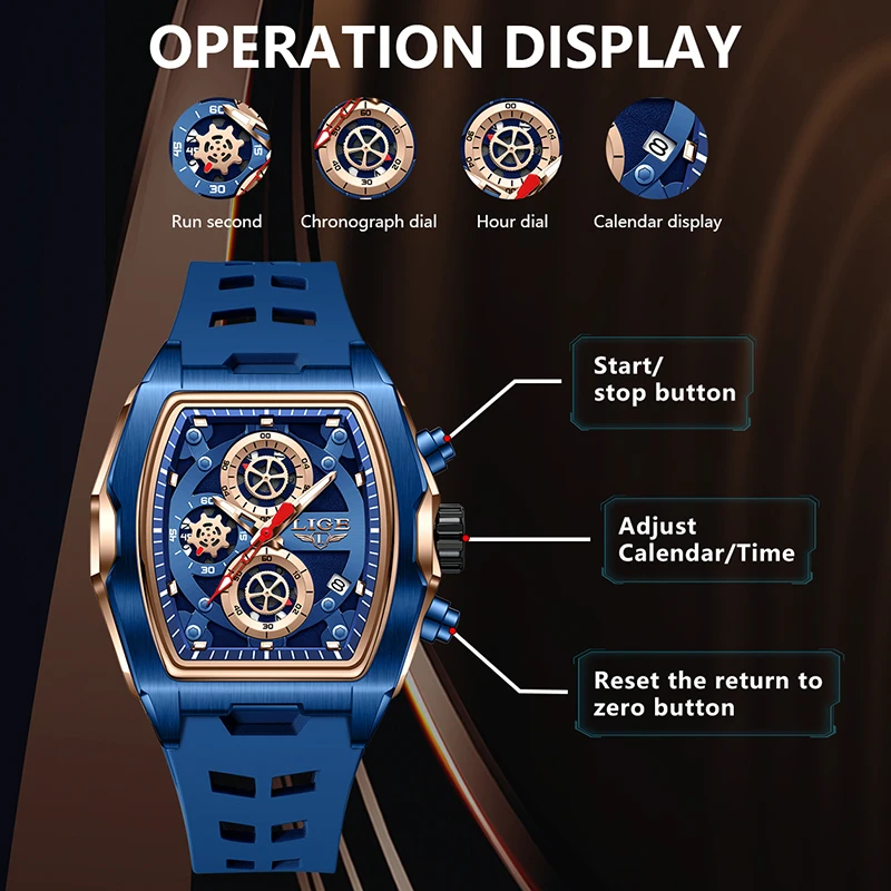 LIGE 2025 موضة الساعات الفاخرة الرجال الرياضة العسكرية كوارتز ساعات المعصم مقاوم للماء مضيئة تاريخ ساعة رجالي عادية Reloj Hombre