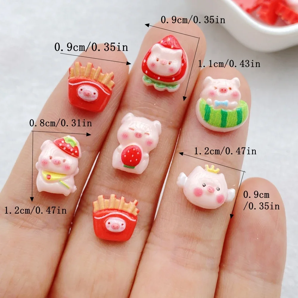 50pcs Resin 3D Mini Mini Cartoon Watermelon Pig Nail Art Decor Flat back Scrapbooks DIY Jewellery Decor Crafts