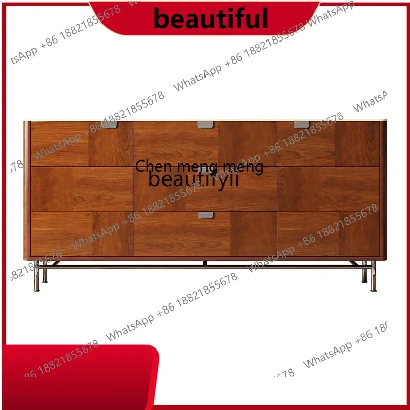 

Medieval all-solid wood chest, retro style bedroom storage and dining side cabinet, teak veneer H