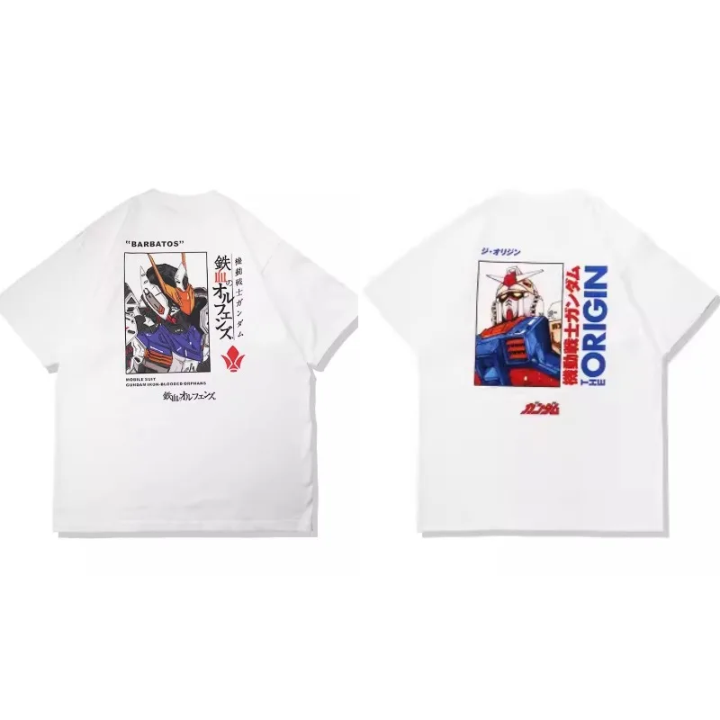 انمي ياباني جميع القطن تي شيرت البدلة المتنقلة Gundam RX78 تصميم صورة قصيرة الأكمام الساخن بيع فضفاض عارضة زوجين أعلى #6