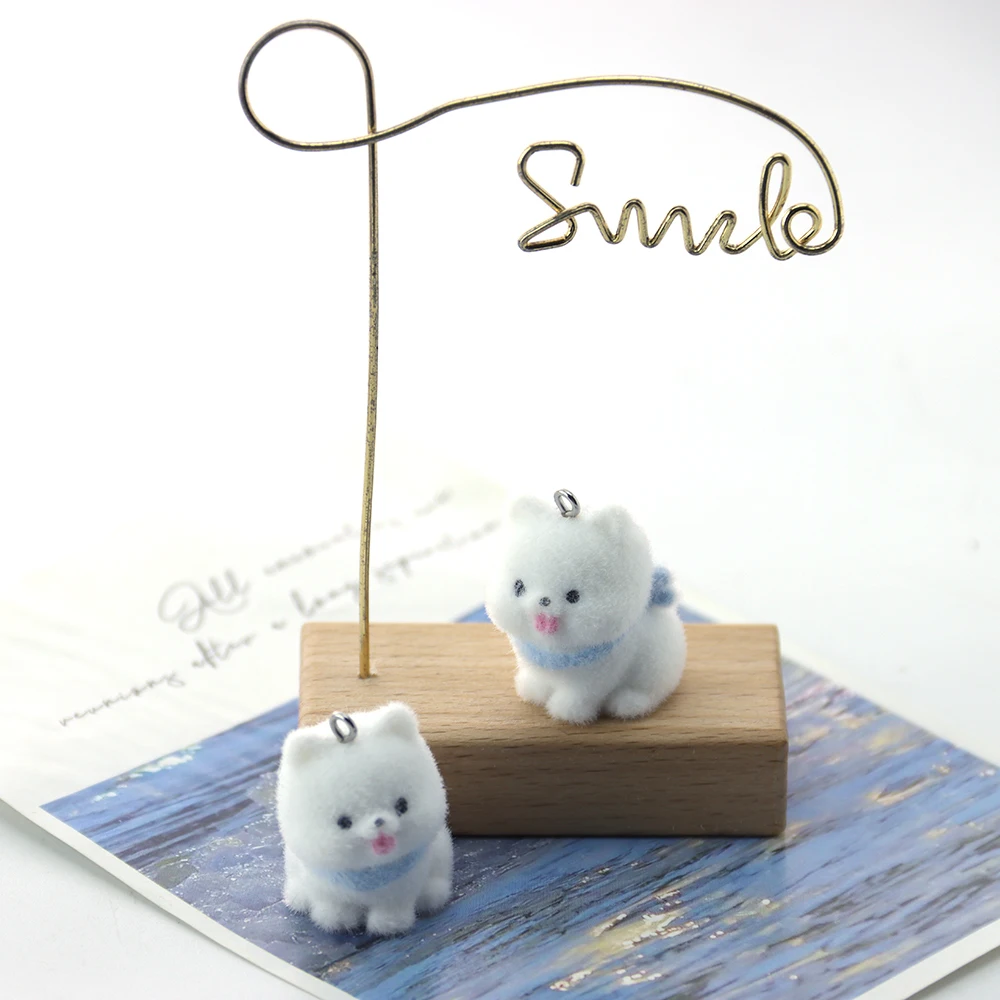 30pcs Flocking Resin Puppy Charms Plush Doll Pendant for Necklace Earrings Keychain Making DIY Jewelry Accessories Wholesale