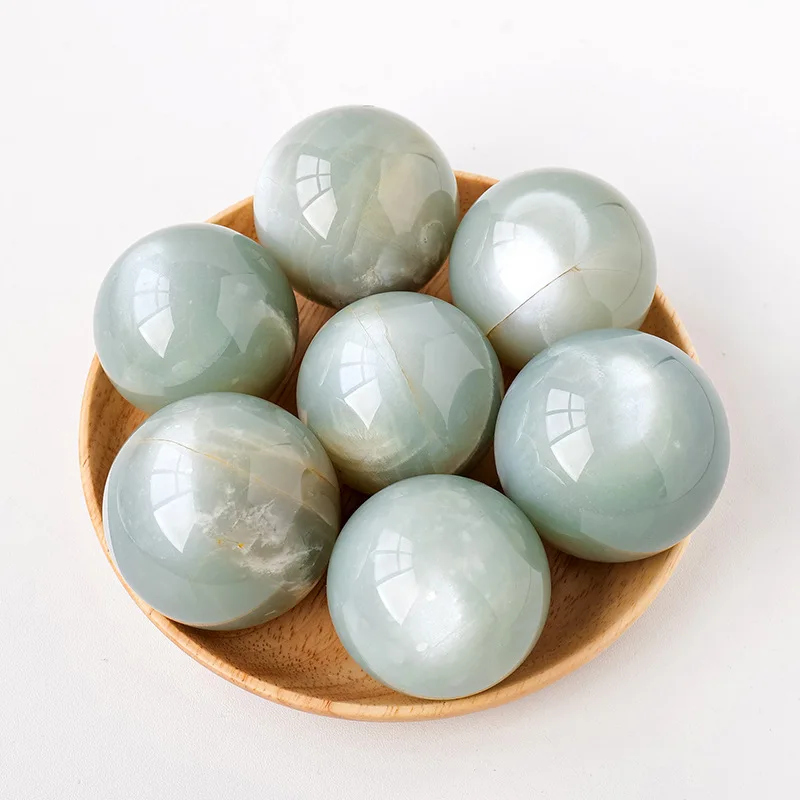 PYH natural crystal boutique green moonstone grinding energy feng shui ball home decoration ornament wholesale