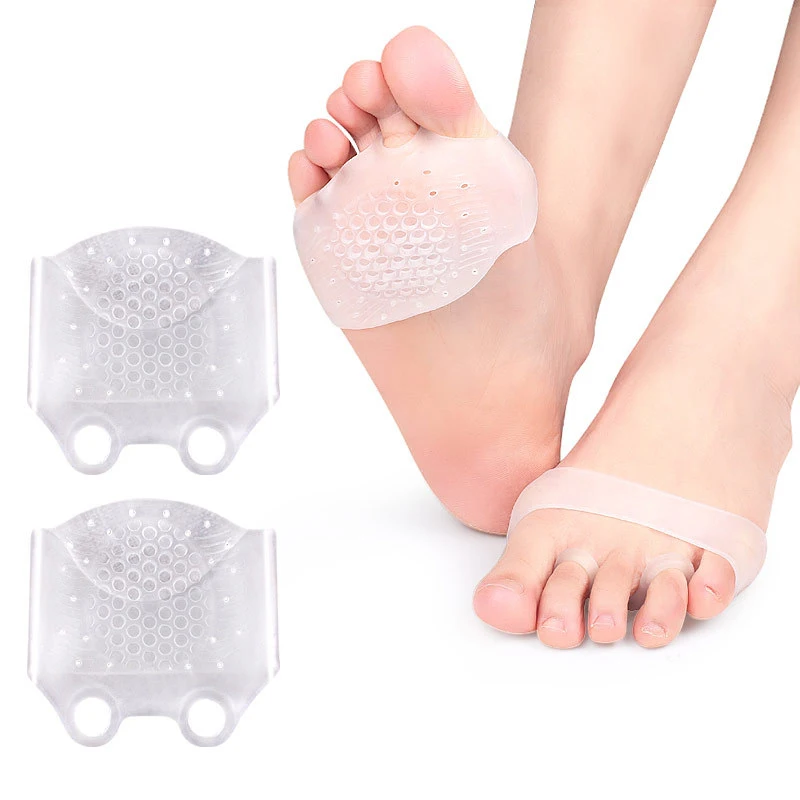 Bantalan Forefoot silikon sepatu hak tinggi, bantalan sisipan perawatan jari kaki, Gel silikon perawatan nyeri kaki, bantalan Anti selip