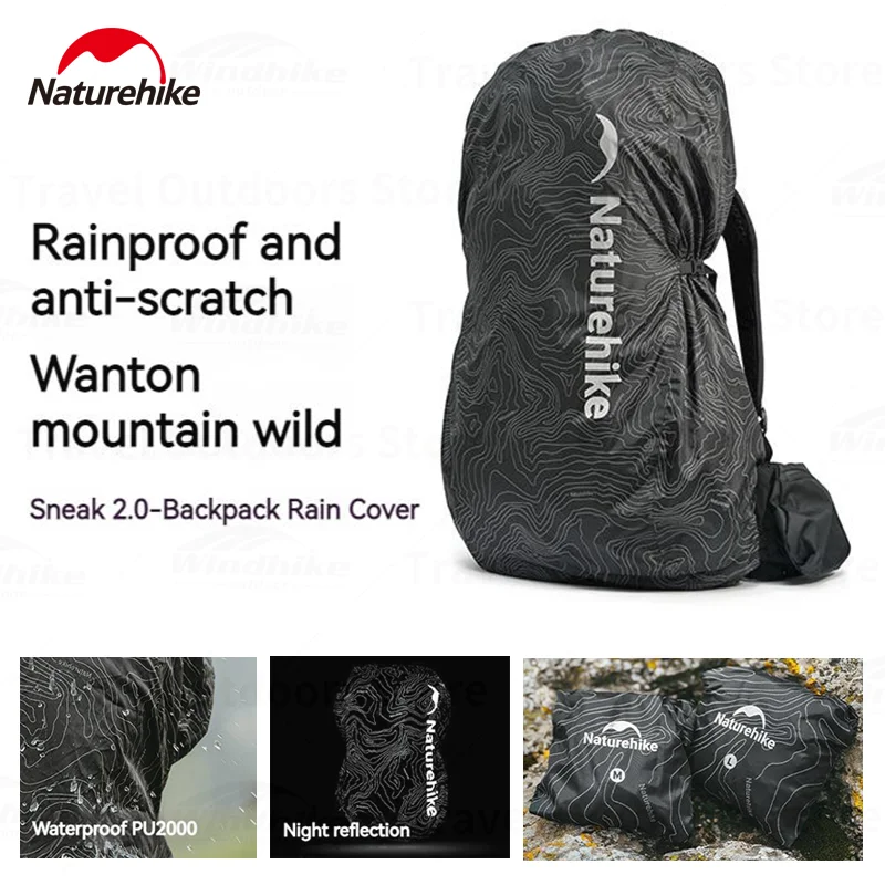 

Водонепроницаемый рюкзак Naturehike, светоотражающий чехол от дождя, для кемпинга, походов, альпинизма, портативная Пылезащитная сумка для хранения