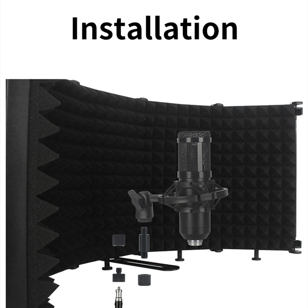 

Adjustable 5 Panel Microphone Isolation Shield Foldable Studio Recording Mic Filter Vocal Booth for Mic Sponge Soundproof Shield