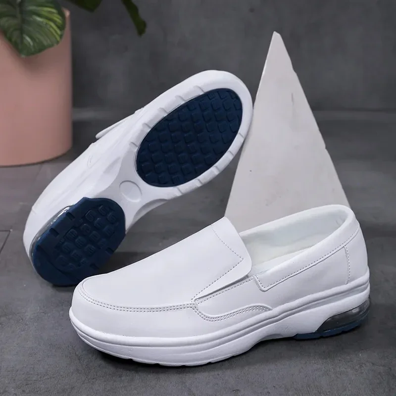 Women Nurse White Shoes Comfortable Women Walking Shoes Breathable Female Flats Footwear Platform Lightweight Slip-On