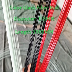 5PC Color Fiberglass Rod Diameters 0.8mm-5mm White Black Red Solid Glass Fiber Bars Arch Tent Mosquito Net Bracket Length 1000mm