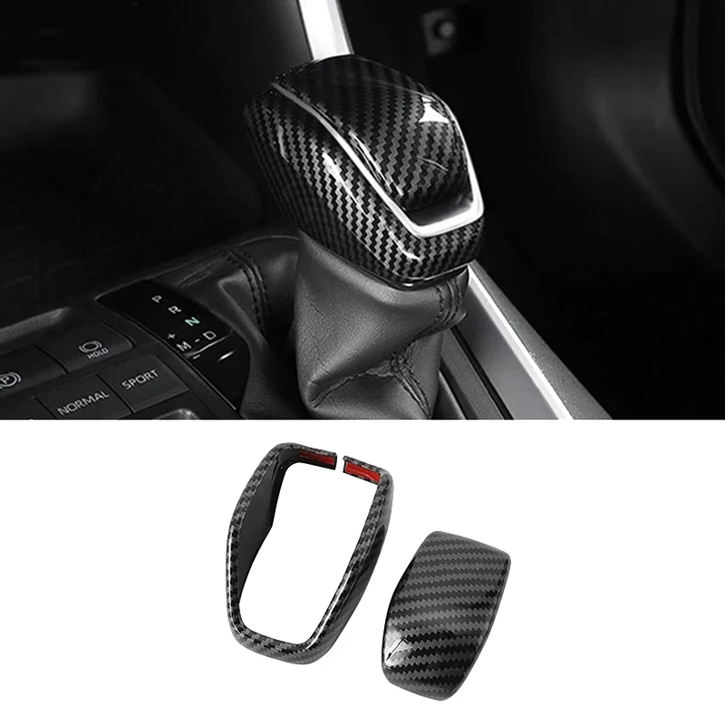 

Carbon Fiber Car Gear Shift Knob Lever Handle Cover Decoration Sticker for Toyota RAV4 2019 2020 2021