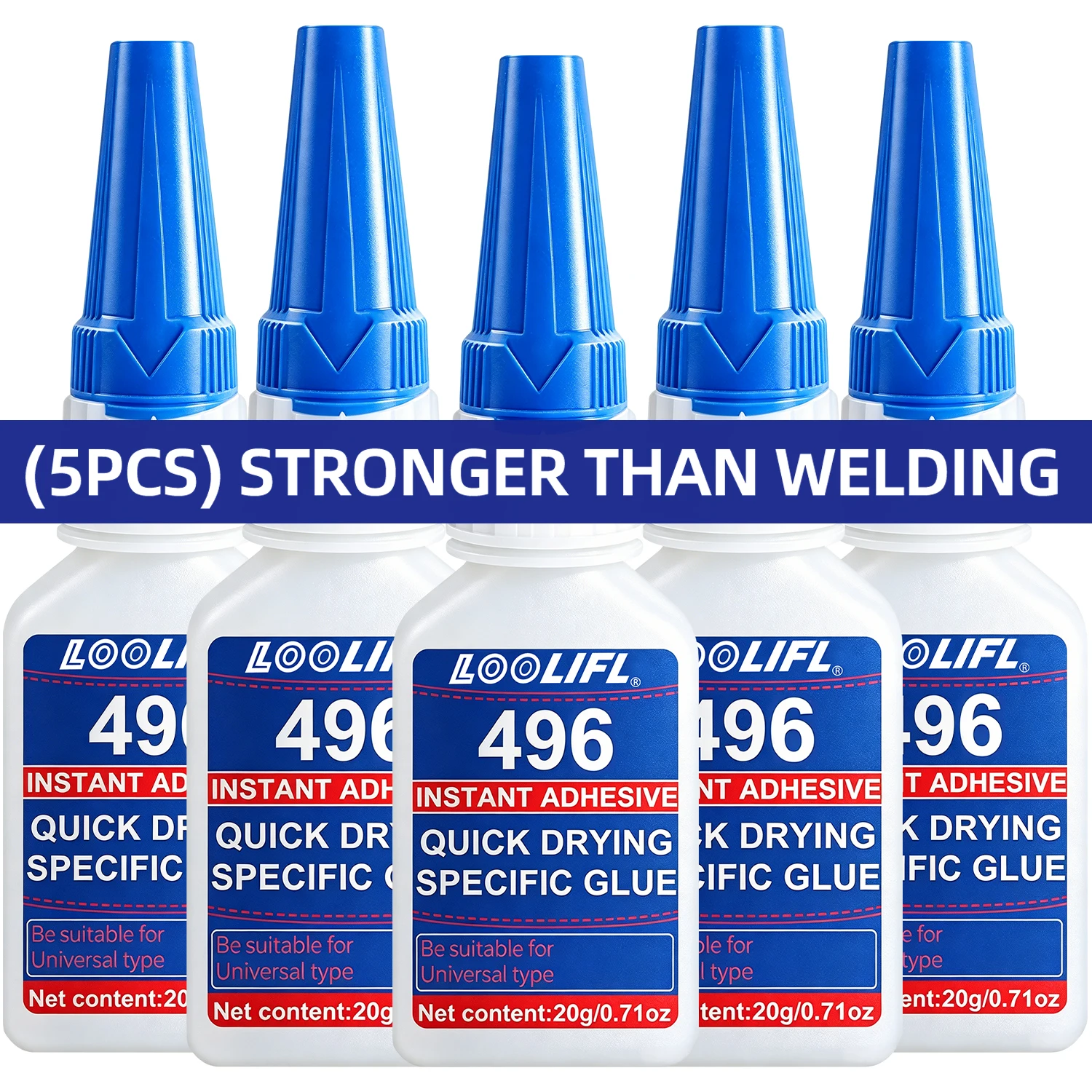 LOOLIFL 1-5PCS Super Glue 496 Instant Adhesive Clear Fast Drying Strong Bond For Plastic Metal Wood Ceramic DIY Universal Repair
