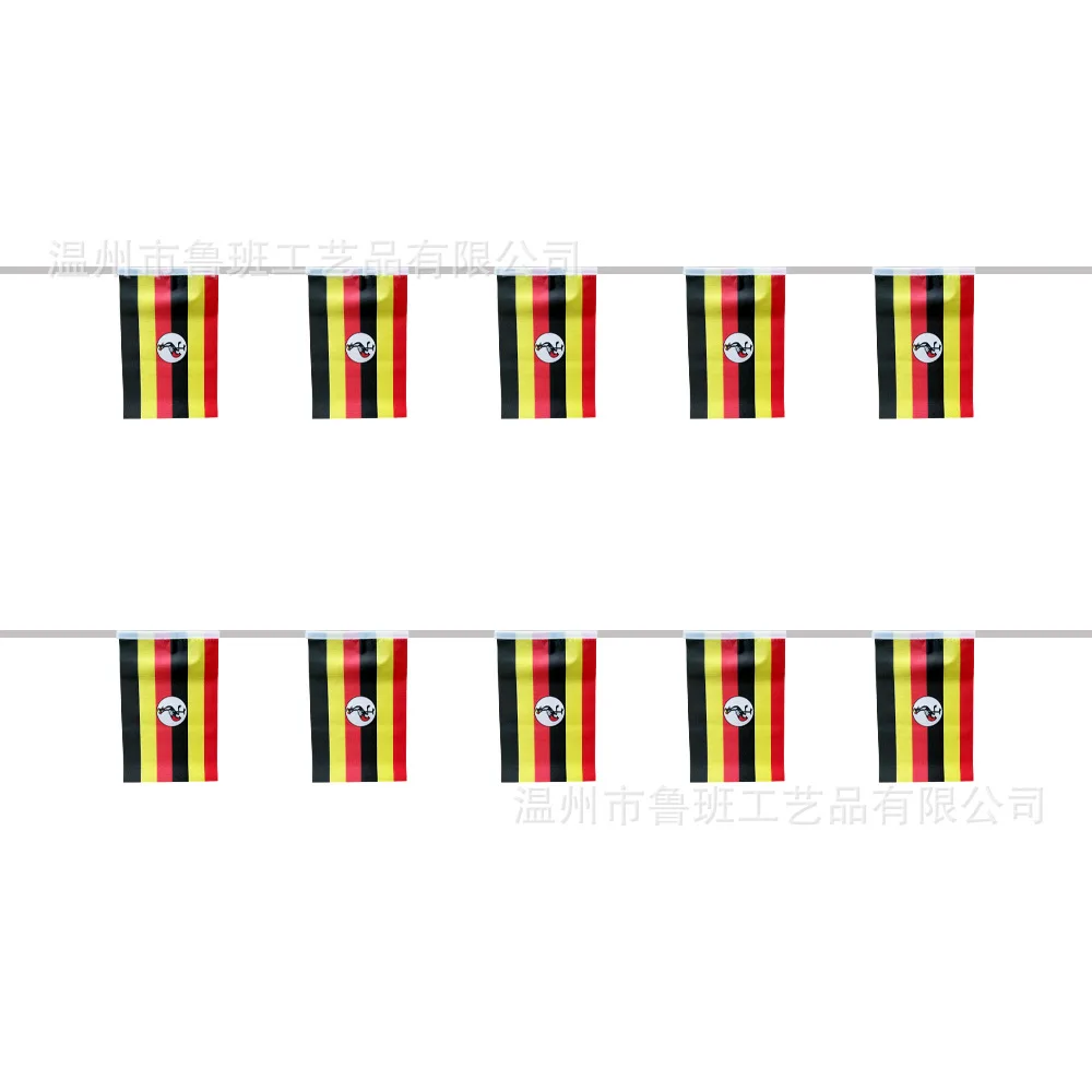 

SKY FLAG Uganda bunting flags 14x21cm 20pcs/lot Uganda String flags Pennant Banner for Festival Party decoration