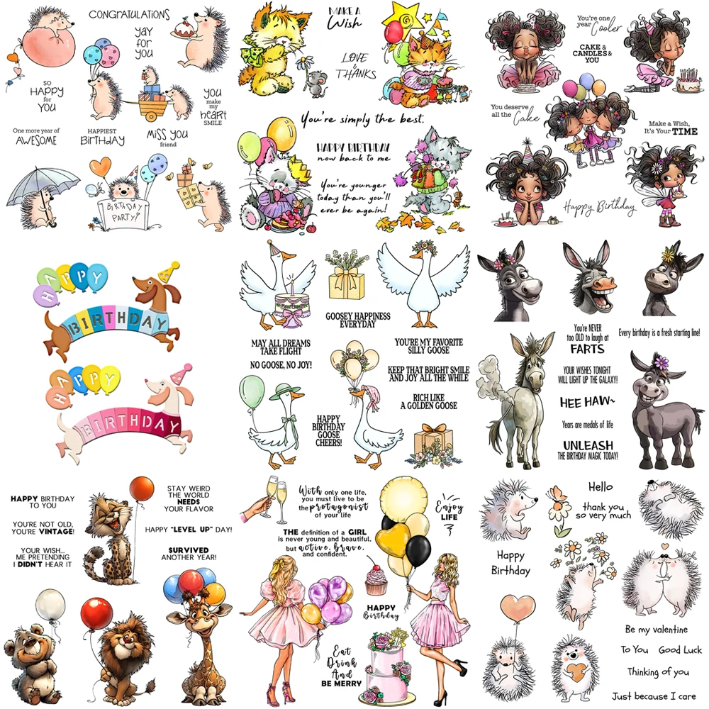 Happy Birthday Clear Silicone Stamp Metal Cutting Dies Set DIY Scrapbooking Album Paper Embossing Party Greeting Card Craft Mold