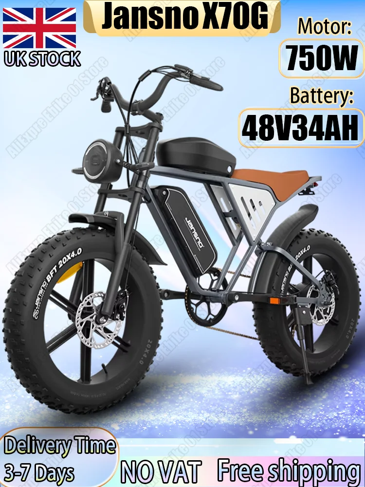 AliExpress Electric Bicycle JANSNO 750W Powerful Motor 48V34AH Dual Lithium Battery E-bike Hydraulic Brake 20*4 Inch Fat Tire Electric Bike