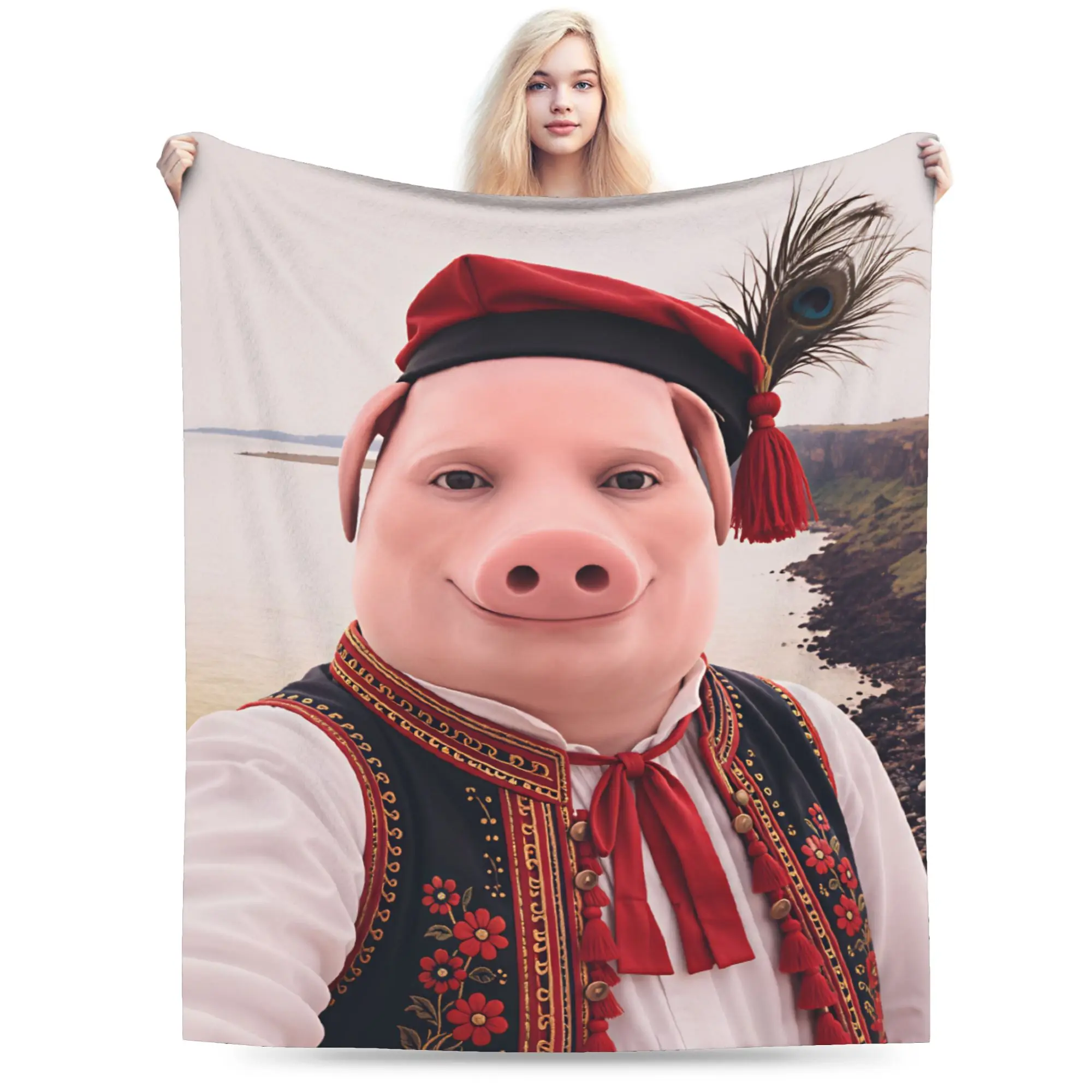 Warm Comfy Throw Blanket Travel John Pork is Calling Blanket  Flannel Bedspread For Living Room Pattern Sofa Bed Cover