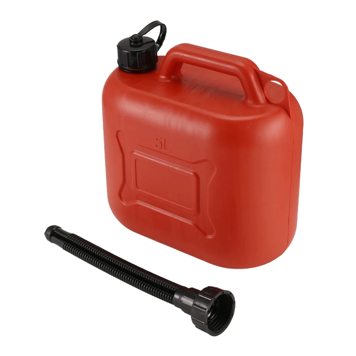 5L Car Fuel Tank Can Spare Plastic Petrol Gas Container Anti-Static Fuel Carrier with Pipe for Car Travel