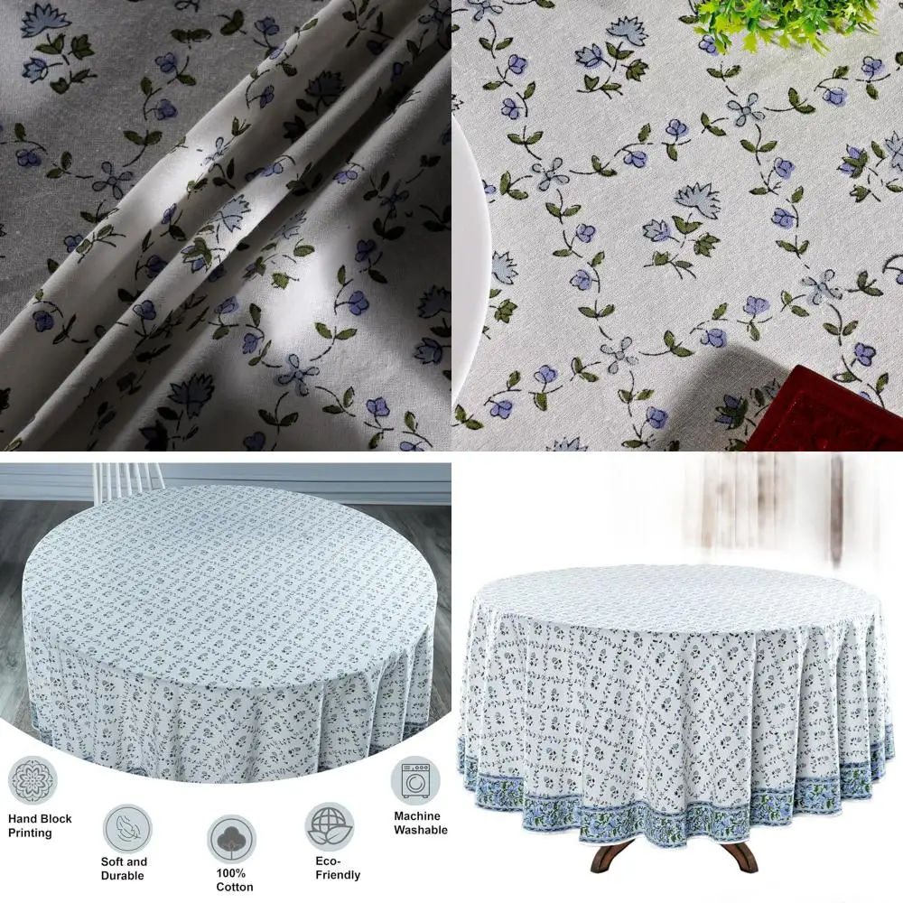 

Круглая скатерть из 100% хлопка, цвета пудрового синего, многоразовая, 90 см, для повседневного использования, дома, вечеринок и свадеб, идеально подходит для весны, Востока