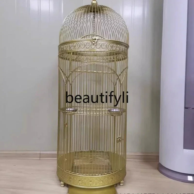 E182 Parrot Bird Cage Large, Wrought Iron Bird Cage, Courtyard Balcony Outdoor Large Bird Cage Villa