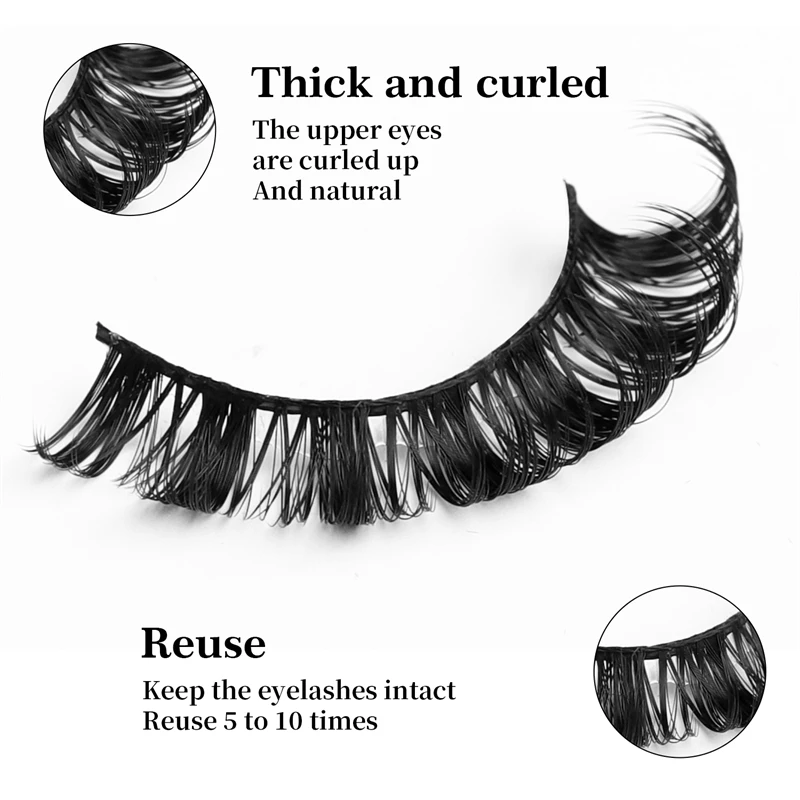 10 Pairs Russian Roll False Eyelashes Natural Lightweight Perfect Curl Reusable Eyelash Extensions for Suitable Care