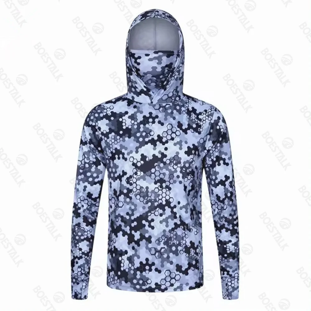 Fishing men's camouflage fishing clothes with dust mask and ultraviolet light quick-drying breathable fishing clothes 2024 new