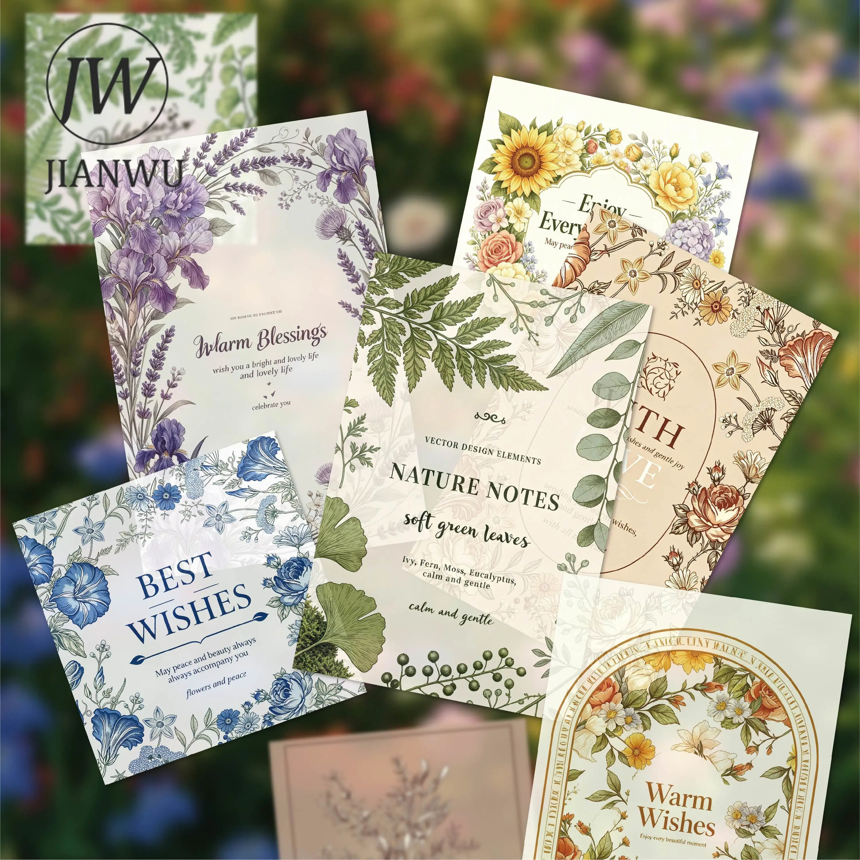 JIANWU Vintage Plant Flower Border Landscape Material Collage Scrapbooking Memo Pad Creative DIY Junk Journal Stationery