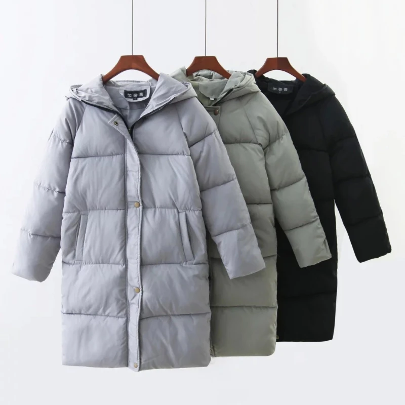 Women's Long Hooded Padded Coat Zip Up Thick Warm Loose Fit Winter Outerwear With Pockets Mid Length Casual Daily Cozy Soft