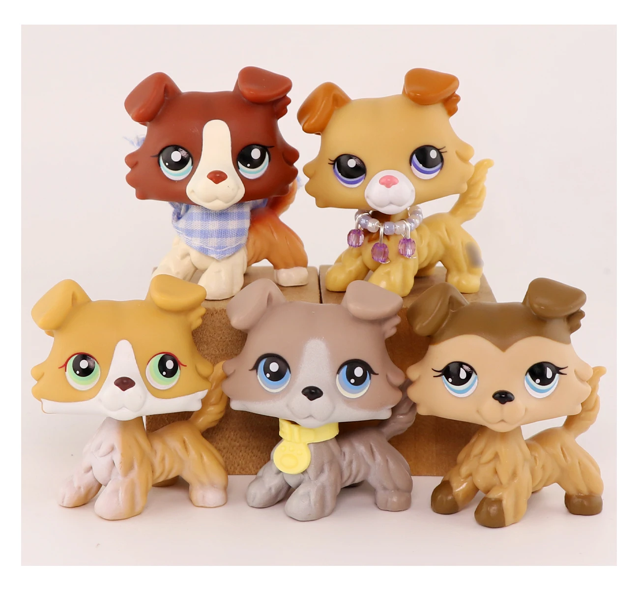 Ensemble de figurines de chien Collie, animalerie, jouets rares, 2210, 363, 1262, 2452, 1676, 5 pièces