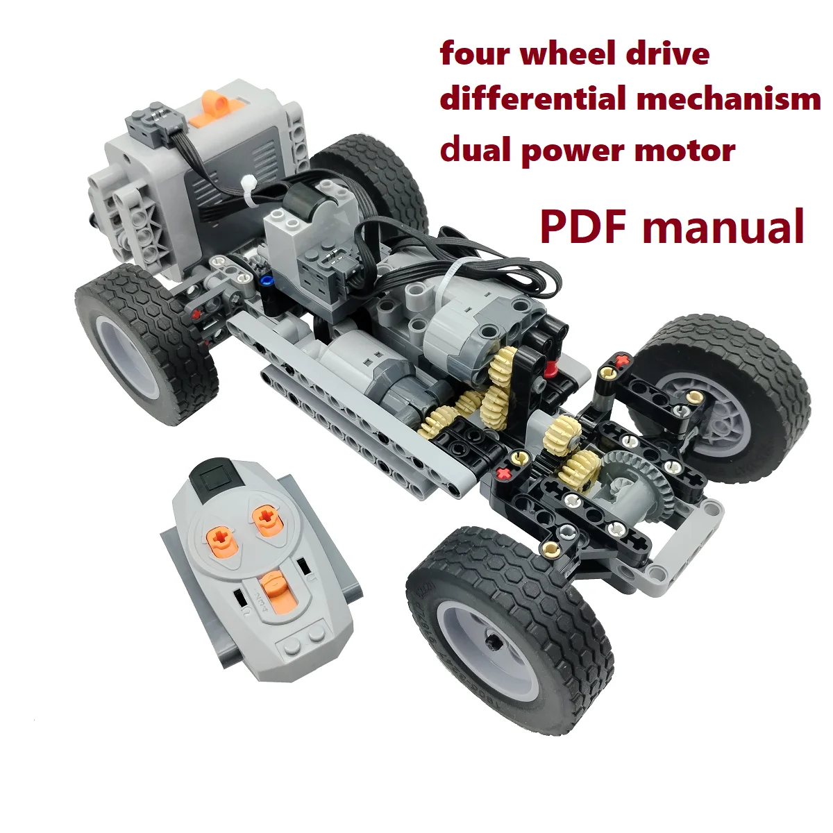 Professional Technical RC Car MOC building block Four wheel drive 4WD differential mechanism Dual Power motor Kids Toys Gift