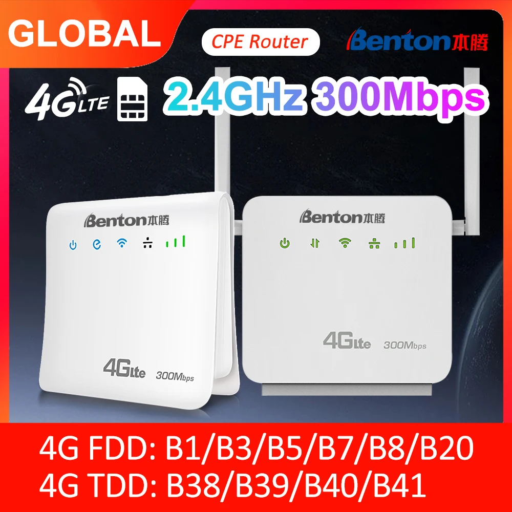 Benton 4G LTE router wi-fi 300 mb/s 2.4G WiFi CPE router bezprzewodowy z gniazdem karty SIM 4G SIM router Modem europa wersja koreańska