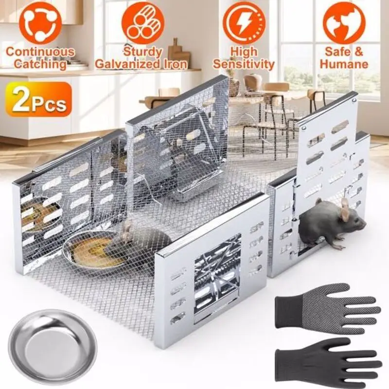 2 P cs Humane Rat Trap Catch and Release Live Mouse Cage Traps with Automatic Continuous Cycle Trapping is Chipmunk Rodent Mouse