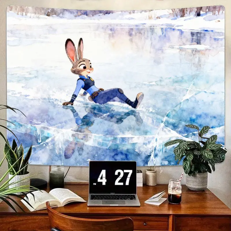 

1 шт. Zootopia Judy Hopps ледяной синий гобелен современный акварельный настенный художественный милый полиэстер декор комнаты подарок для фанатов и детей