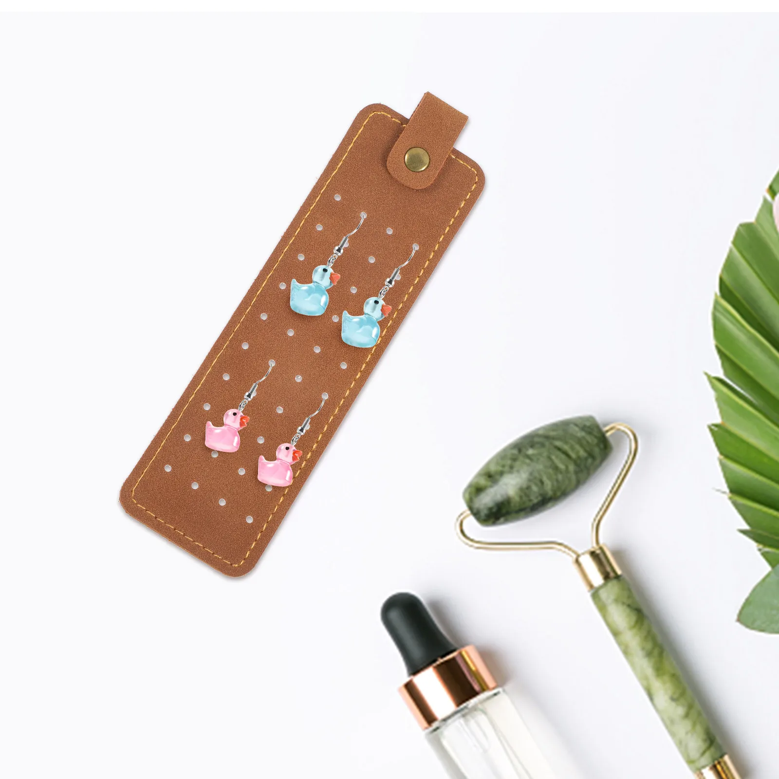 

Складной органайзер для украшений из искусственной кожи, портативный держатель для колец и ожерелий для женщин