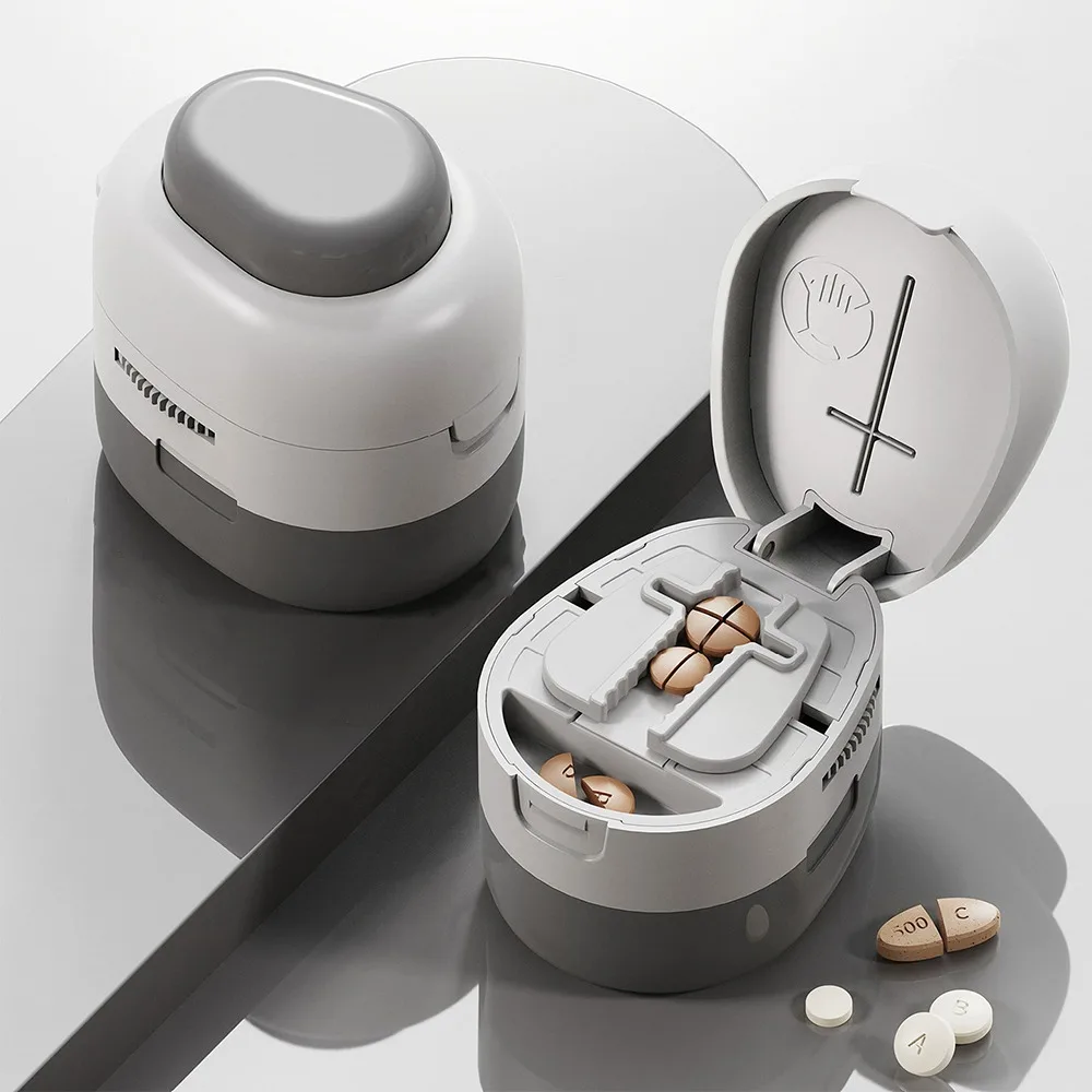 Drug Divider Case 2/4-in-1 Pill Cutter Food Grade Precise Cutting Tablet Splitter Waterproof Adjustable Pill Storage Box Outdoor